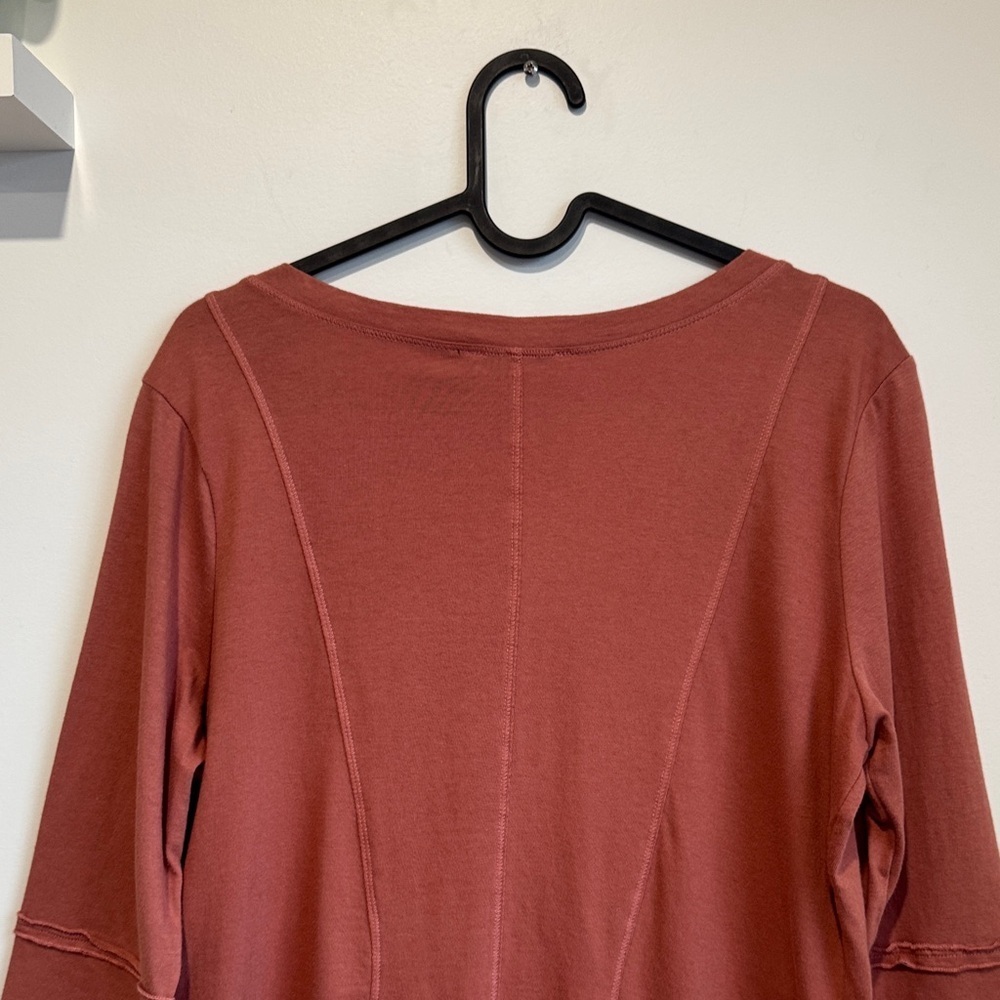 Women's Button-Down Tunic Top - Rust - Picture 8 of 9